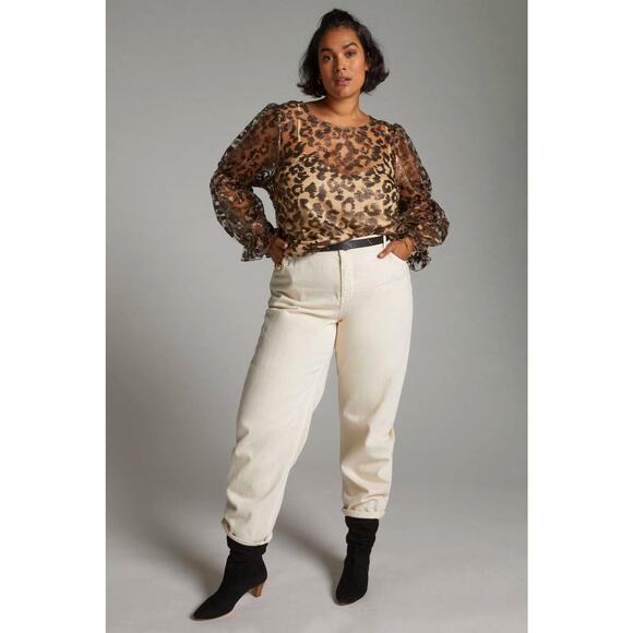 Anthropologie Eva Franco Leopard Sheer Blouse  - New - 3X - Picture 1 of 7